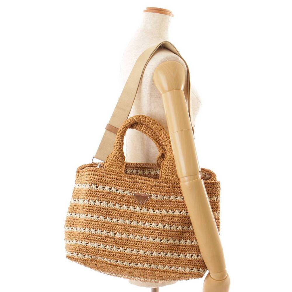 Prada Tote Raffia Canapa Brown Straw Bag - Picture 10 of 10
